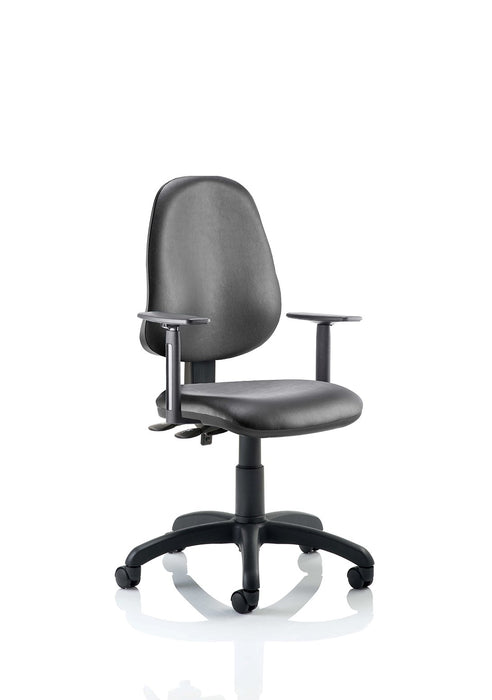Eclipse Plus II Operator Chair Task and Operator Dynamic Office Solutions Black Leather Black With Height Adjustable Arms