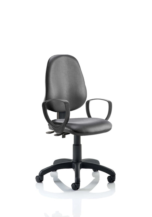 Eclipse Plus II Operator Chair Task and Operator Dynamic Office Solutions Black Leather Black With Loop Arms
