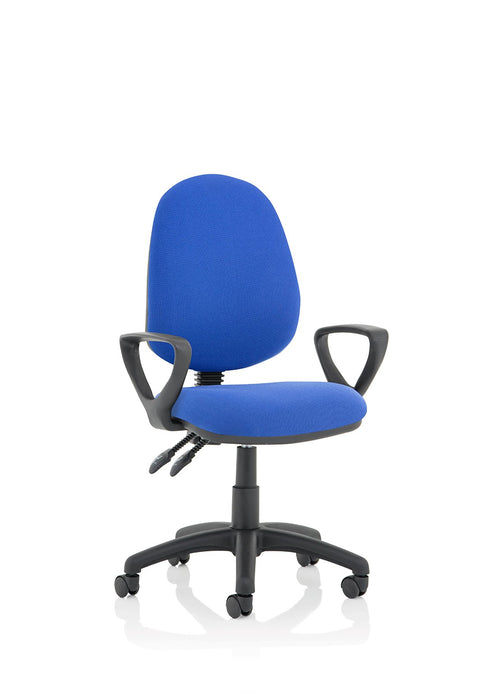 Eclipse Plus II Operator Chair Task and Operator Dynamic Office Solutions Blue Fabric Matching Bespoke Colour With Loop Arms
