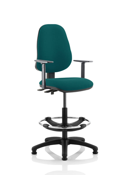 Eclipse Plus II Operator Chair with Hi Rise Draughtsman Kit Task and Operator Dynamic Office Solutions Bespoke Maringa Teal With Height Adjustable Arms 