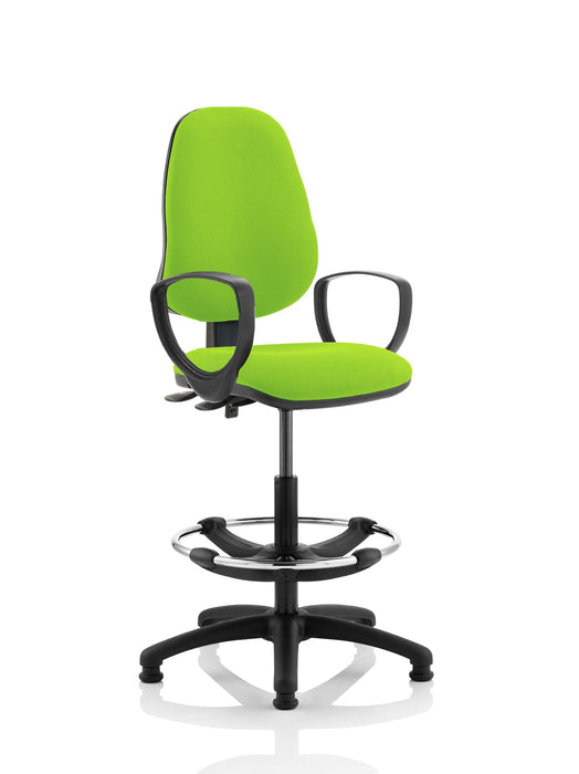 Eclipse Plus II Operator Chair with Hi Rise Draughtsman Kit Task and Operator Dynamic Office Solutions Bespoke Myrrh Green With Loop Arms 