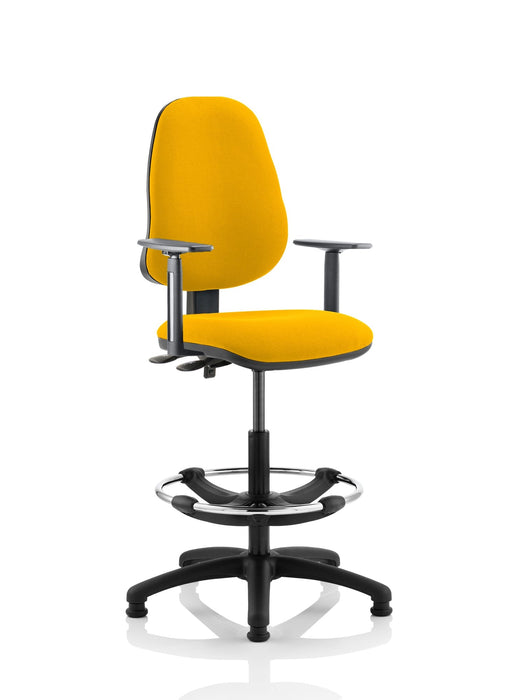 Eclipse Plus II Operator Chair with Hi Rise Draughtsman Kit Task and Operator Dynamic Office Solutions Bespoke Senna Yellow With Height Adjustable Arms 
