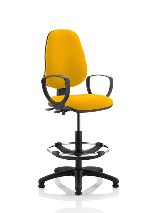 Eclipse Plus II Operator Chair with Hi Rise Draughtsman Kit Task and Operator Dynamic Office Solutions Bespoke Senna Yellow With Loop Arms 
