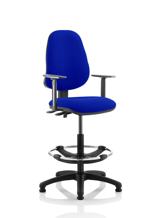 Eclipse Plus II Operator Chair with Hi Rise Draughtsman Kit Task and Operator Dynamic Office Solutions Bespoke Stevia Blue With Height Adjustable Arms 