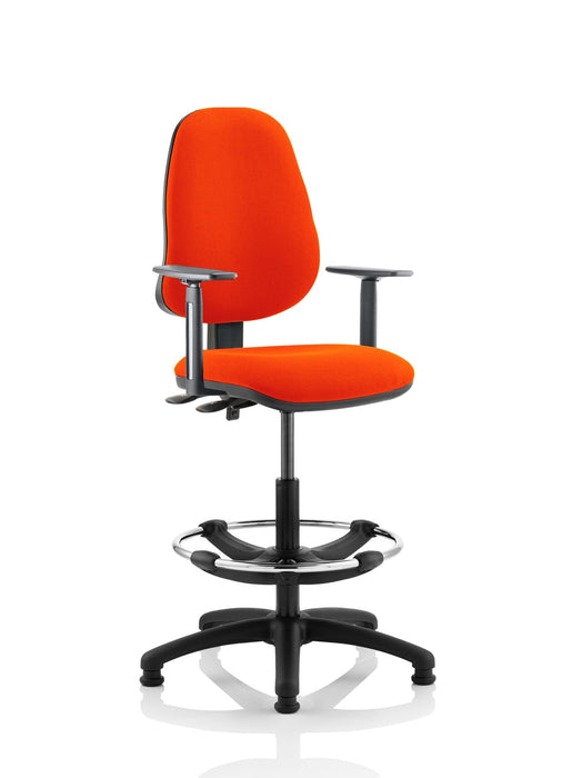 Eclipse Plus II Operator Chair with Hi Rise Draughtsman Kit Task and Operator Dynamic Office Solutions Bespoke Tabasco Orange With Height Adjustable Arms 