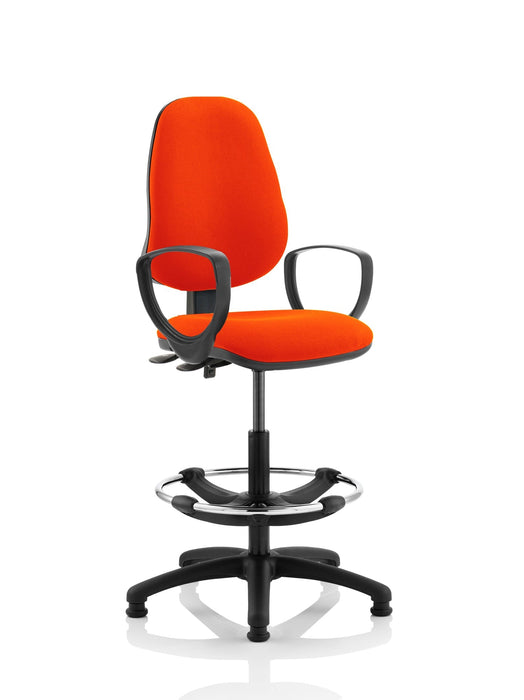 Eclipse Plus II Operator Chair with Hi Rise Draughtsman Kit Task and Operator Dynamic Office Solutions Bespoke Tabasco Orange With Loop Arms 