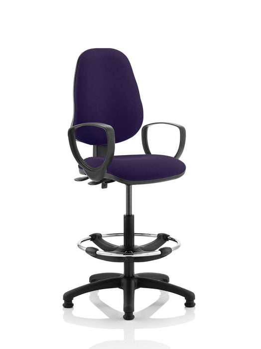 Eclipse Plus II Operator Chair with Hi Rise Draughtsman Kit Task and Operator Dynamic Office Solutions Bespoke Tansy Purple With Loop Arms 