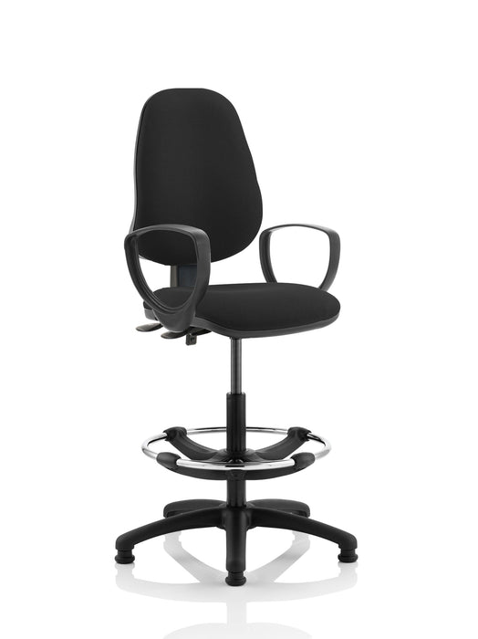 Eclipse Plus II Operator Chair with Hi Rise Draughtsman Kit Task and Operator Dynamic Office Solutions Black Fabric With Loop Arms 