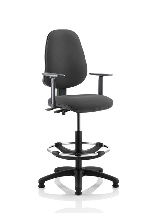 Eclipse Plus II Operator Chair with Hi Rise Draughtsman Kit Task and Operator Dynamic Office Solutions Charcoal Fabric With Height Adjustable Arms 