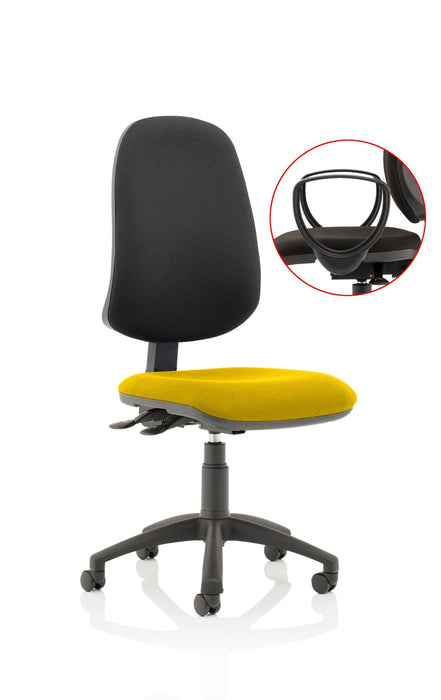 Eclipse Plus XL Operator Chair Task and Operator Dynamic Office Solutions Bespoke Senna Yellow Black With Loop Arms