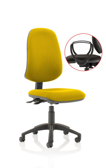 Eclipse Plus XL Operator Chair Task and Operator Dynamic Office Solutions Bespoke Senna Yellow Matching Bespoke Colour With Loop Arms