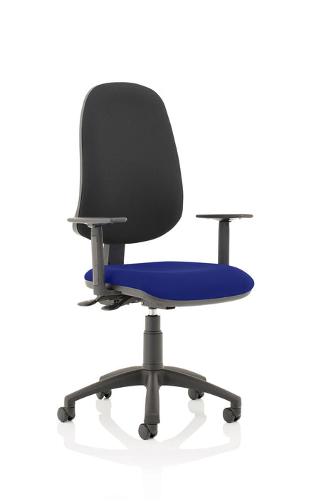 Eclipse Plus XL Operator Chair Task and Operator Dynamic Office Solutions Bespoke Stevia Blue Black With Height Adjustable Arms