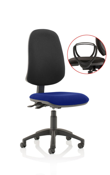 Eclipse Plus XL Operator Chair Task and Operator Dynamic Office Solutions Bespoke Stevia Blue Black With Loop Arms