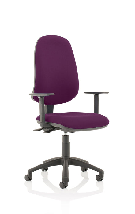 Eclipse Plus XL Operator Chair Task and Operator Dynamic Office Solutions Bespoke Tansy Purple Matching Bespoke Colour With Height Adjustable Arms