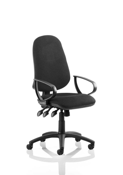 Eclipse Plus XL Operator Chair Task and Operator Dynamic Office Solutions Black Fabric Matching Bespoke Colour With Loop Arms