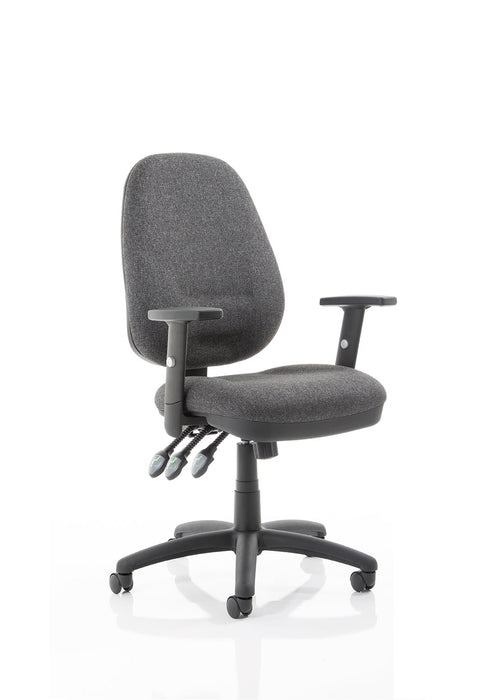 Eclipse Plus XL Operator Chair Task and Operator Dynamic Office Solutions Charcoal Fabric Matching Bespoke Colour With Height Adjustable Arms