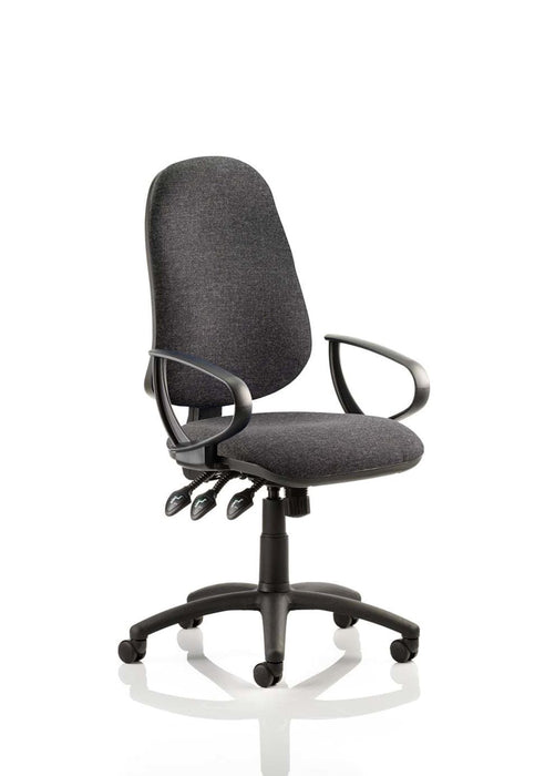 Eclipse Plus XL Operator Chair Task and Operator Dynamic Office Solutions Charcoal Fabric Matching Bespoke Colour With Loop Arms