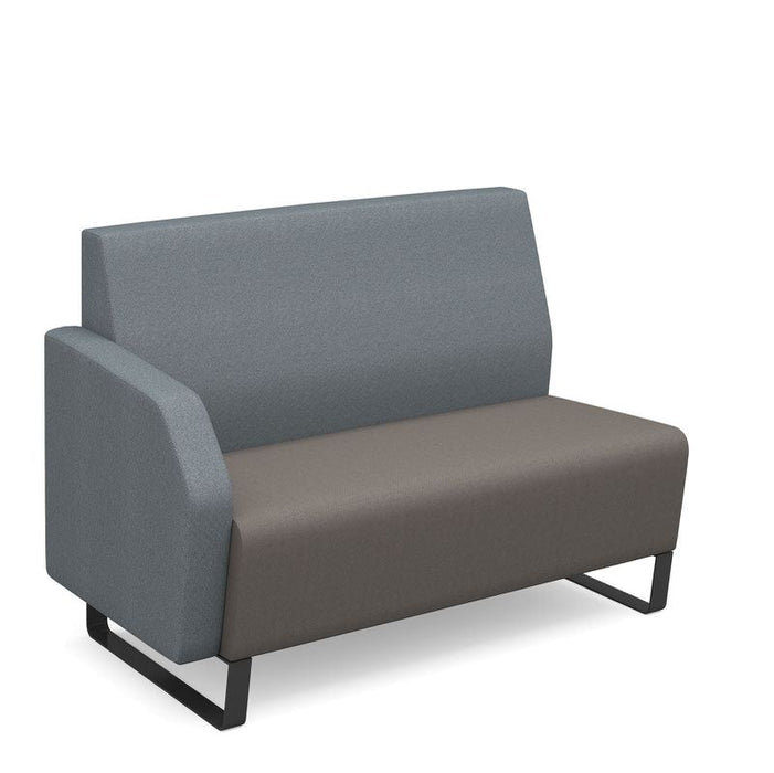 Encore² modular double seater low back sofa with right hand arm and black sled frame Soft Seating Dams 