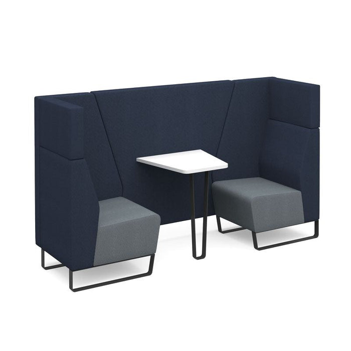 Encore² open high back 2 person meeting booth with table and black sled frame Soft Seating Dams 