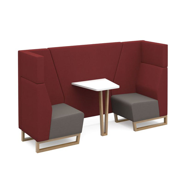 Encore² open high back 2 person meeting booth with table and wooden sled frame Soft Seating Dams 