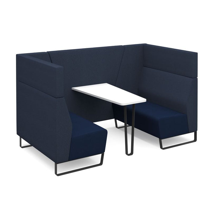 Encore² open high back 4 person meeting booth with table and black sled frame Soft Seating Dams 