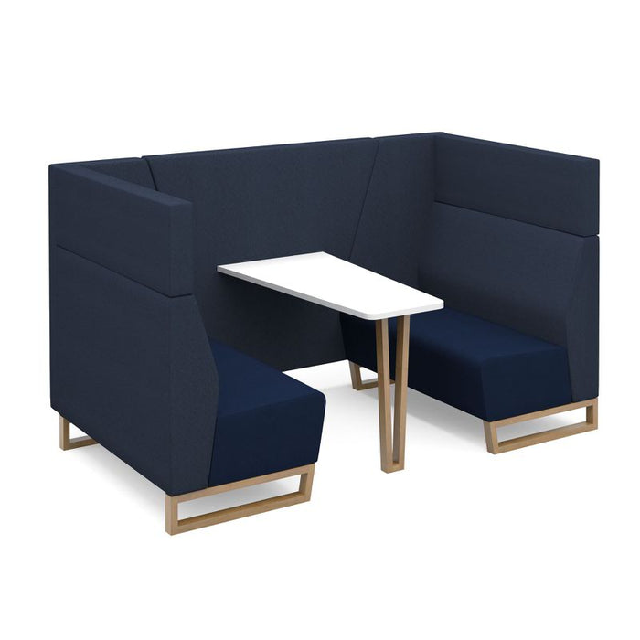 Encore² open high back 4 person meeting booth with table and wooden sled frame Soft Seating Dams 