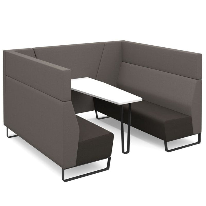 Encore² open high back 6 person meeting booth with table and black sled frame Soft Seating Dams 