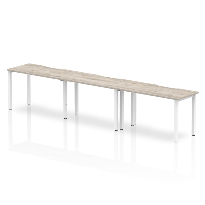 Evolve Plus Single Row Desk - 3 Person Desks Dynamic Office Solutions Grey Oak 1200 White