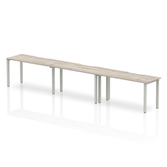 Evolve Plus Single Row Desk - 3 Person Desks Dynamic Office Solutions Grey Oak 1400 Silver