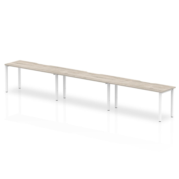 Evolve Plus Single Row Desk - 3 Person Desks Dynamic Office Solutions Grey Oak 1600 White