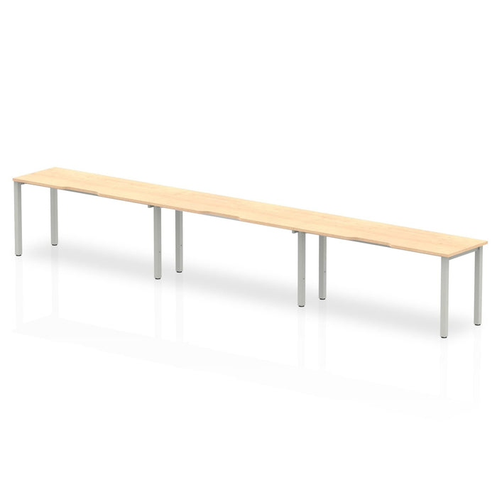 Evolve Plus Single Row Desk - 3 Person Desks Dynamic Office Solutions Maple 1400 Silver