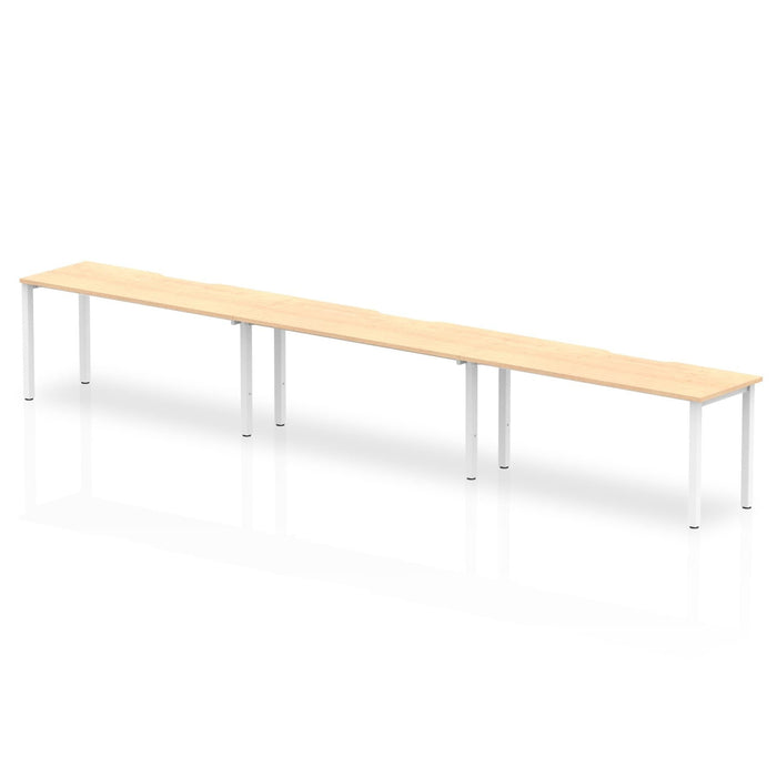 Evolve Plus Single Row Desk - 3 Person Desks Dynamic Office Solutions Maple 1600 Silver