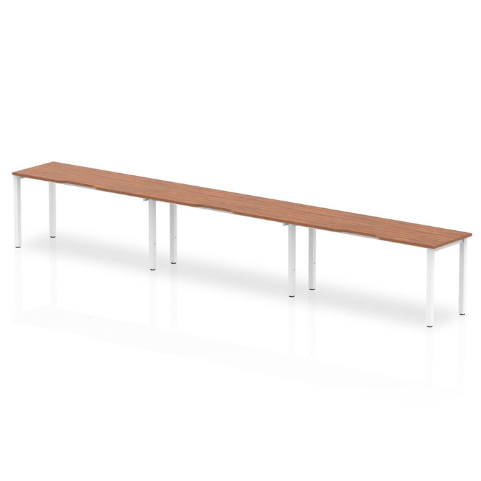 Evolve Plus Single Row Desk - 3 Person Desks Dynamic Office Solutions Walnut 1200 Silver