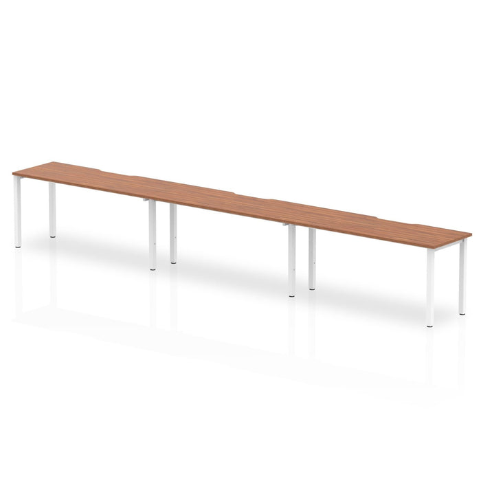 Evolve Plus Single Row Desk - 3 Person Desks Dynamic Office Solutions Walnut 1400 White