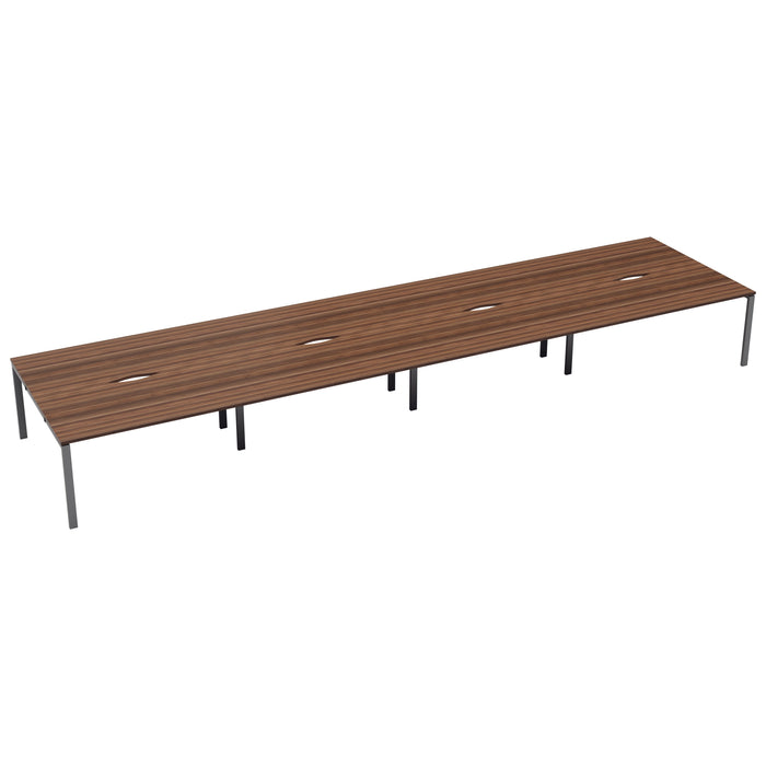 Express 10 person bench desk 6000mm x 1600mm - Next Day Delivery BENCH TC Group Silver Walnut No Gap