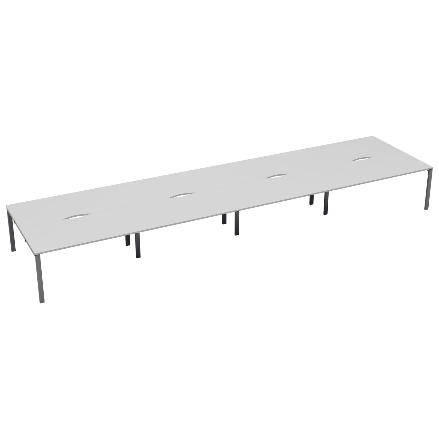 Express 10 person bench desk 6000mm x 1600mm - Next Day Delivery BENCH TC Group Silver White No Gap