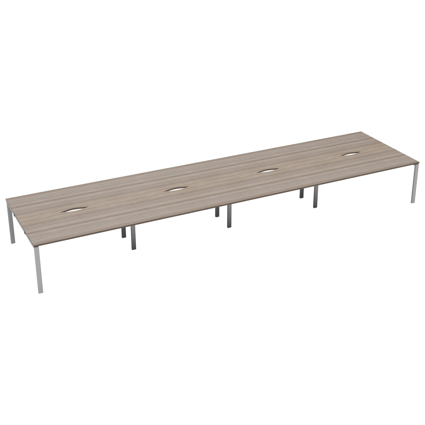 Express 10 person bench desk 6000mm x 1600mm - Next Day Delivery BENCH TC Group White Grey Oak No Gap