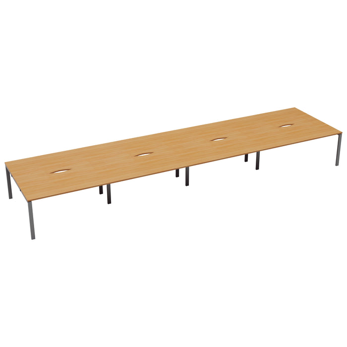 Express 10 person bench desk 8000mm x 1600mm BENCH TC Group Silver Beech No Gap