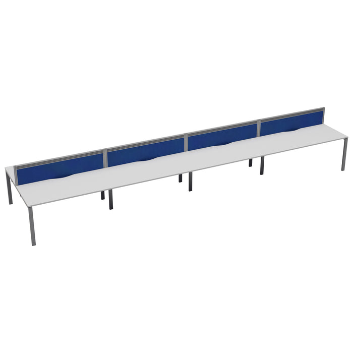 Express 10 person bench desk 8000mm x 1600mm BENCH TC Group Silver White With Gap