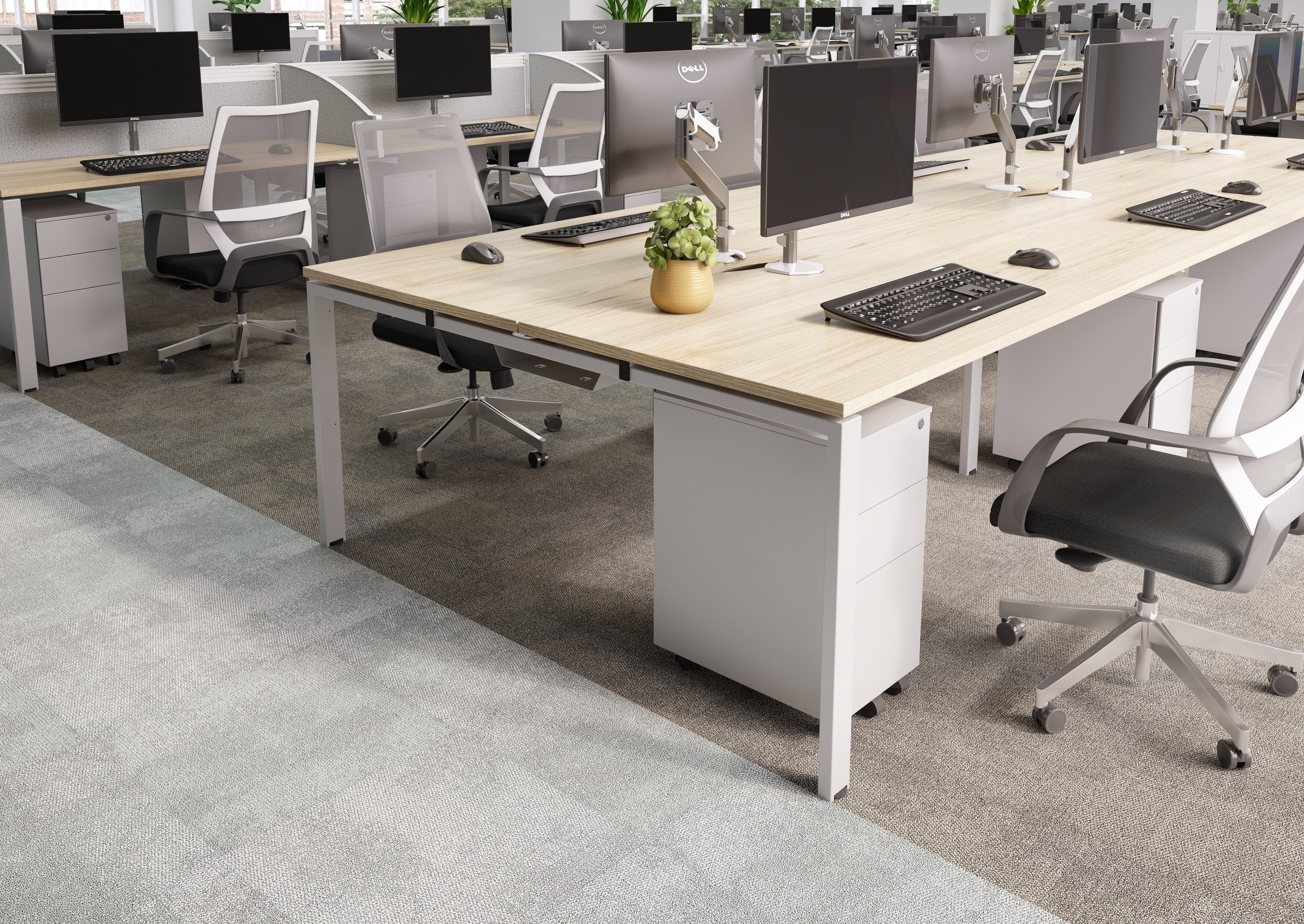 Express 2 person bench desk 1200mm x 1600mm - Next Day Delivery