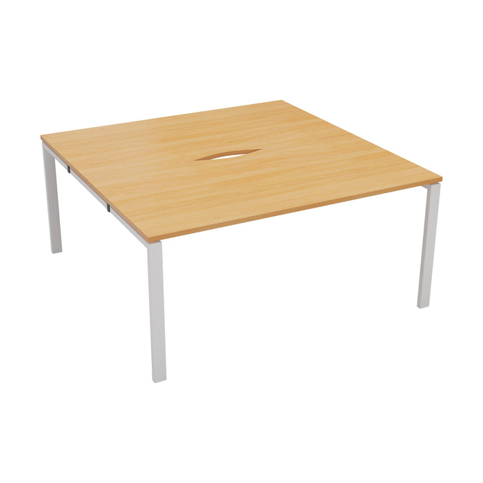Express 2 person bench desk 1200mm x 1600mm - Next Day Delivery BENCH TC Group White Beech No Gap