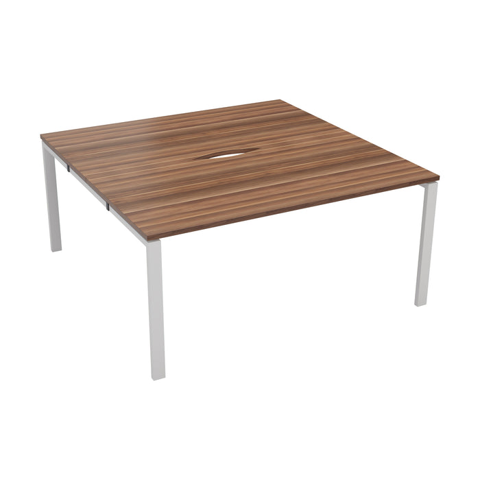 Express 2 person bench desk 1200mm x 1600mm - Next Day Delivery BENCH TC Group White Walnut No Gap