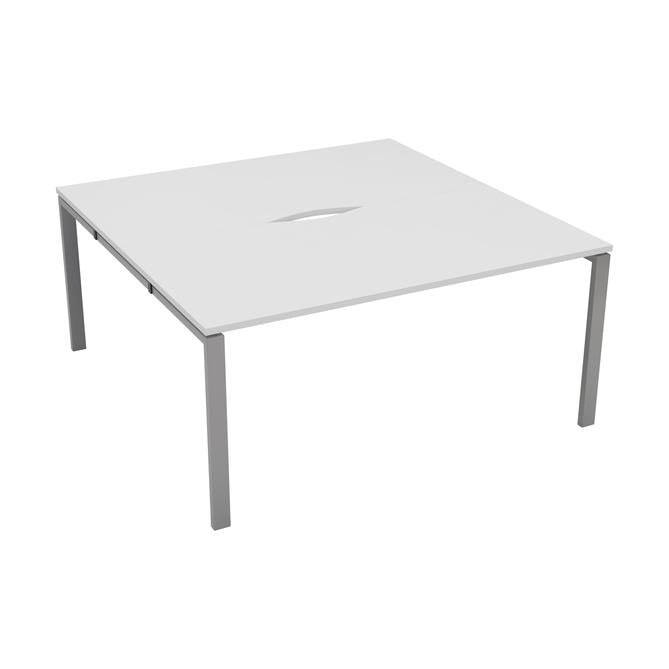 Express 2 person Office bench 1400mm x 1600mm - White - Next Day Delivery BENCH TC Group Silver White No Gap