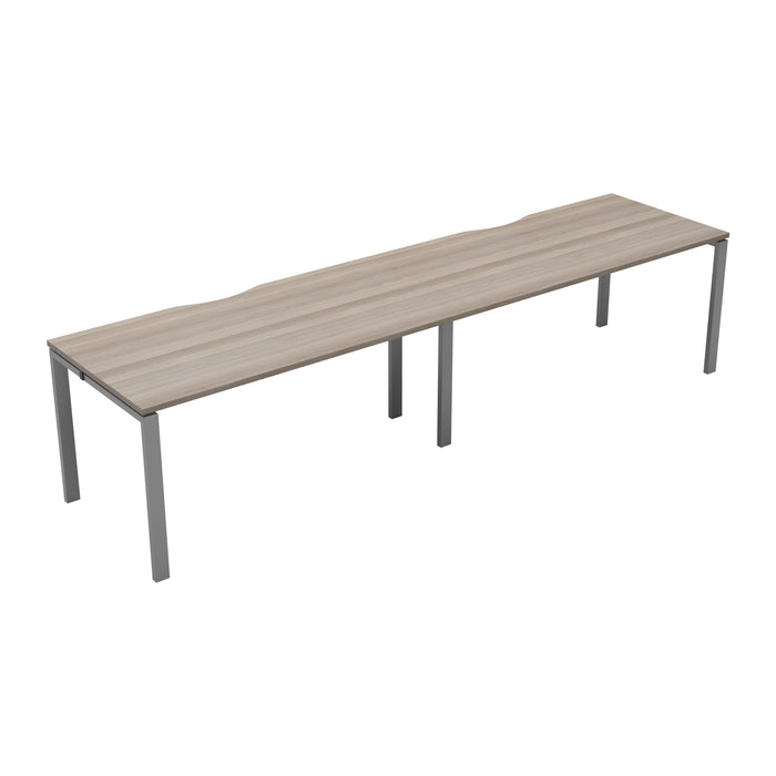 Express 2 person single bench desk 2400mm x 800mm BENCH TC Group Silver Grey Oak 