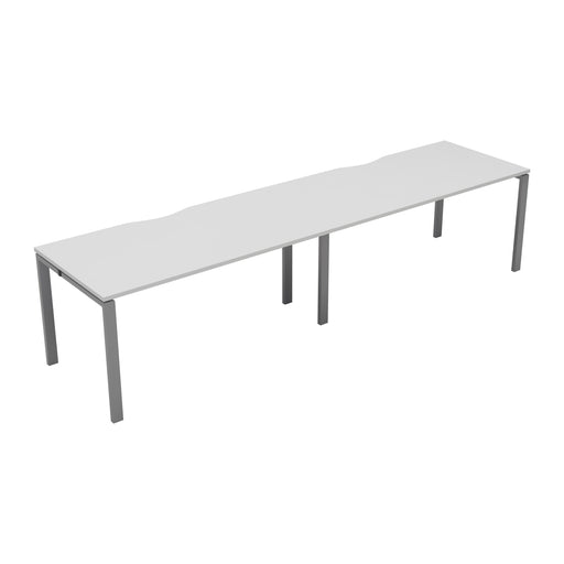 Express 2 person single bench desk 2400mm x 800mm BENCH TC Group Silver White 