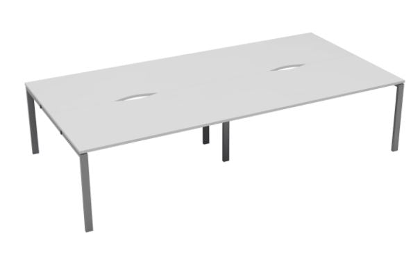 Express 4 Person White Office Bench Desk 2400mm x 1600mm BENCH TC Group Silver White No Gap