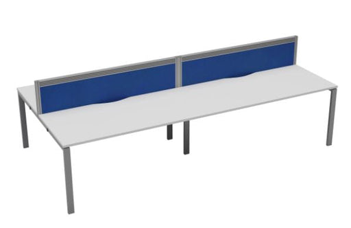Express 4 Person White Office Bench Desk 2400mm x 1600mm BENCH TC Group Silver White With Gap