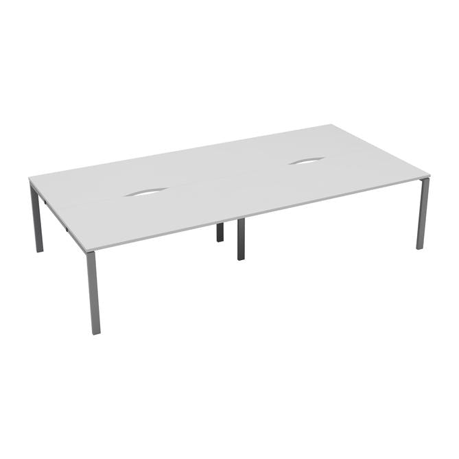 Express 4 Person White Office Bench Desk 2800mm x 1600mm BENCH TC Group Silver White No Gap
