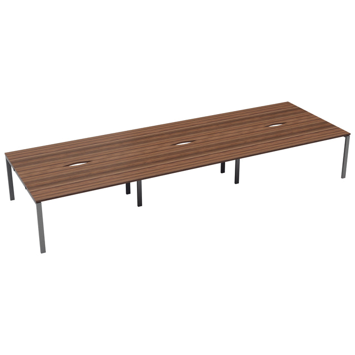 Express 6 person bench desk 3600mm x 1600mm BENCH TC Group Silver Walnut No Gap