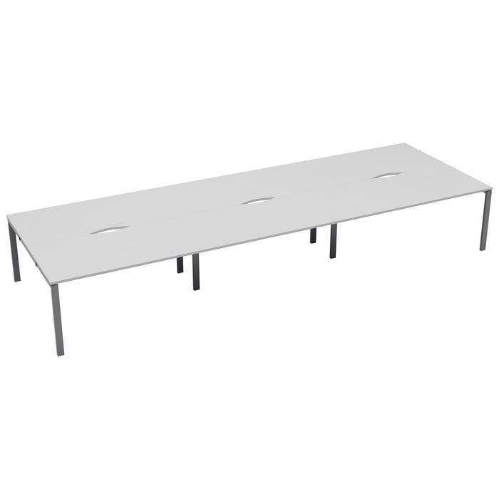 Express 6 person bench desk 3600mm x 1600mm BENCH TC Group Silver White No Gap